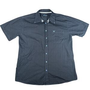 Cowboy Hardware Men's XL Puzzle Star Pattern Blue Short Sleeve Button Down